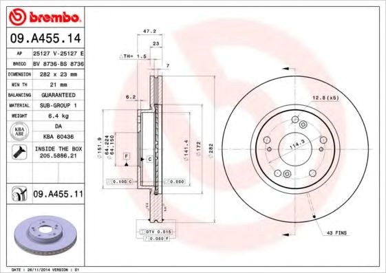 Ротор тормозной 09A45514 BREMBO