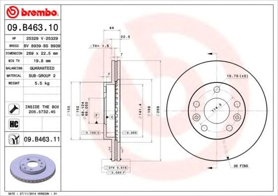 Тормоз дисковый передний 09B46310 BREMBO