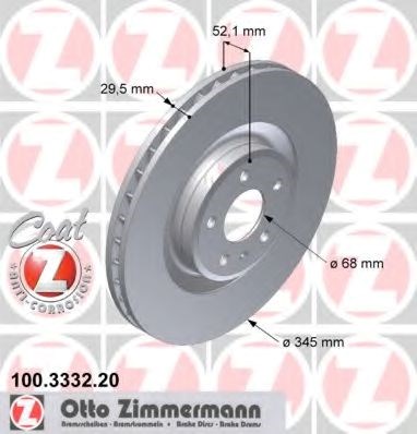 Тормоз дисковый передний 100333220 ZIMMERMANN