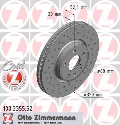 Диск тормозной передний 100335552 ZIMMERMANN