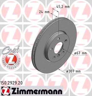 Передний тормозной диск 150292920 ZIMMERMANN
