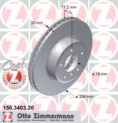 Передний тормозной диск 150340320 ZIMMERMANN