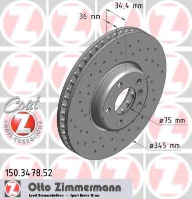 Диск тормозной передний 150347852 ZIMMERMANN