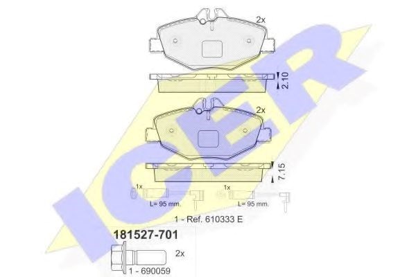 Передние тормозные колодки 181527701 ICER
