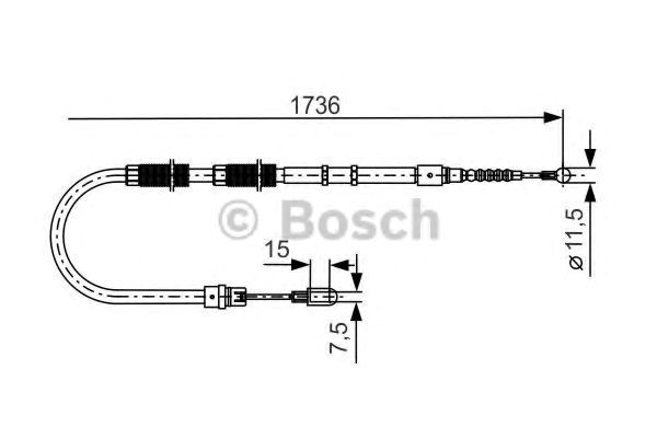 Bosch audi трос ручного гальма лів./прав. a4 -08 1987477257