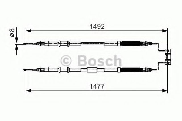 Трос ручного тормоза задний правый/левый 1987482038 BOSCH