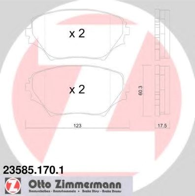 Колодки тормозные передние дисковые 235851701 ZIMMERMANN