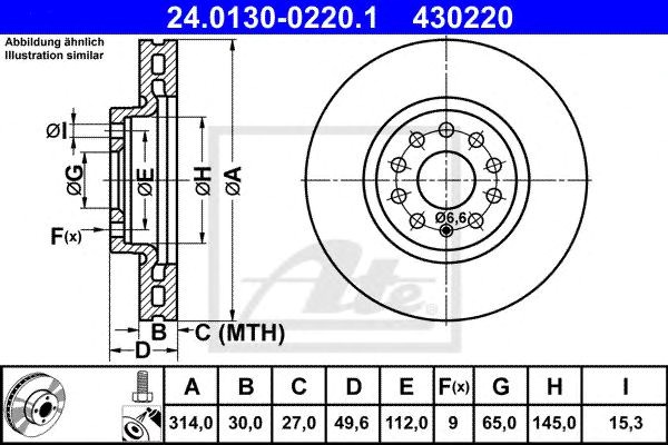 Передний тормозной диск 24013002201 ATE