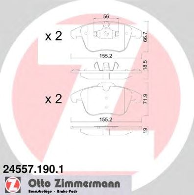 Колодки тормозные передние дисковые 245571901 ZIMMERMANN