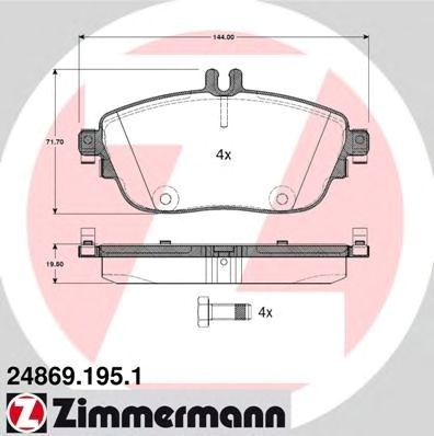 Колодки тормозные передние дисковые 248691951 ZIMMERMANN