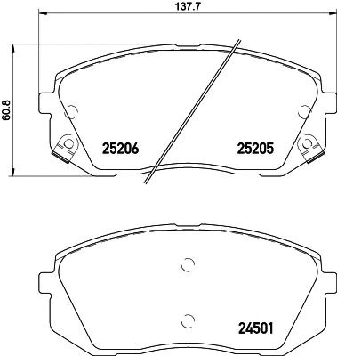 Колодки тормозные дисковые комплект 2520501 TEXTAR