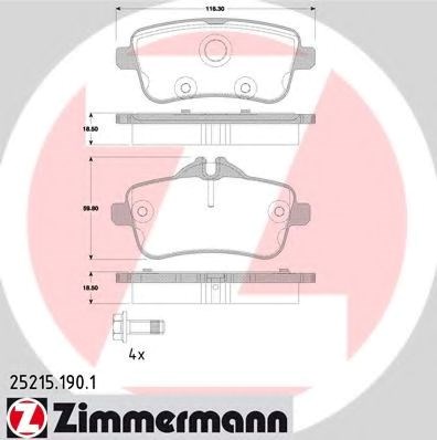 Комплект задних колодок 252151901 ZIMMERMANN