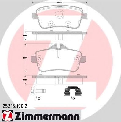 Колодки на тормоз задний дисковый 252151902 ZIMMERMANN