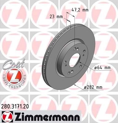 Тормоз дисковый передний 280317120 ZIMMERMANN