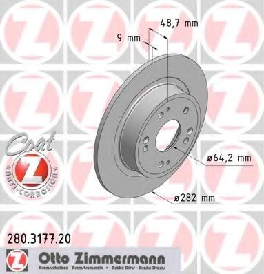 Задний тормозной диск 280317720 ZIMMERMANN