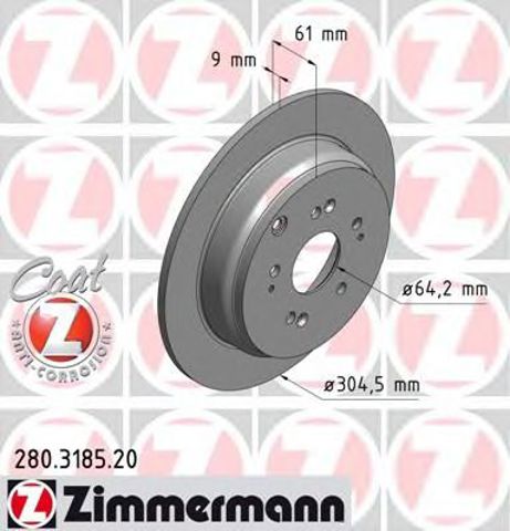 Диск тормозной задний 280318520 ZIMMERMANN