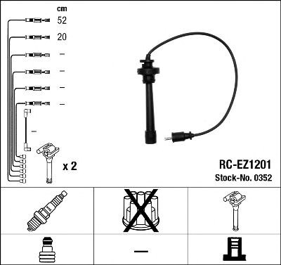 0352 комплект ізольованих проводів для свічок запалення rc-ez1201 352