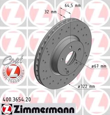 Диск тормозной передний 400365420 ZIMMERMANN