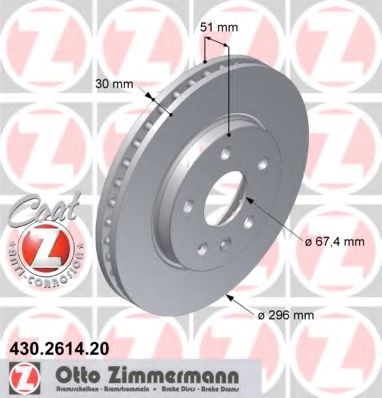 Диск тормозной передний 430261420 ZIMMERMANN