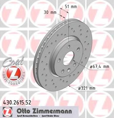 Тормоз дисковый передний 430261552 ZIMMERMANN