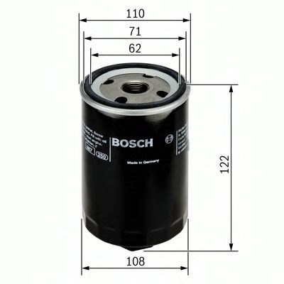 Bosch p3223 h122mm фільтр масляний audi 100/a6 volvo s70/v70 2,5d vw t4 1,9d/td 451203223