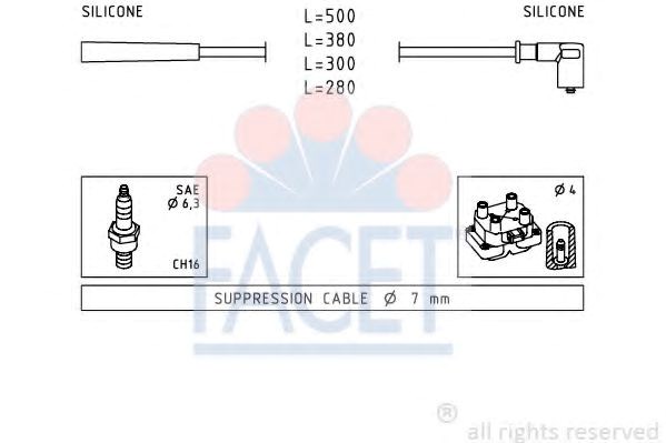 Провода высоковольтные renault logan i 1.4 (04-), sandero/stepway i 1.4 (09-) (4.7252) facet 47252