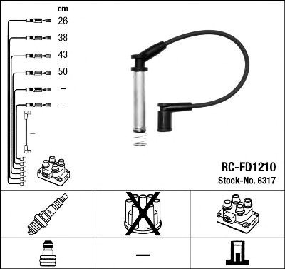 6317 комплект ізольованих проводів для свічок запалення rc-fd1210 6317