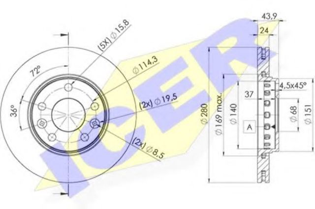 Передний тормозной диск 78BD40222 ICER