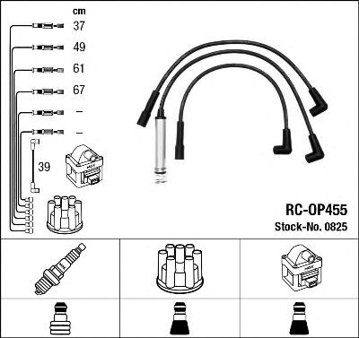 0825 комплект ізольованих проводів для свічок запалення rc-op455 825