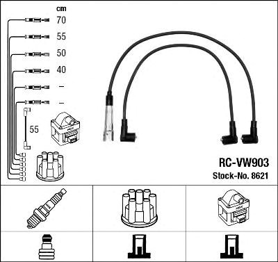 8621 комплект ізольованих проводів для свічок запалення rc-vw903 8621