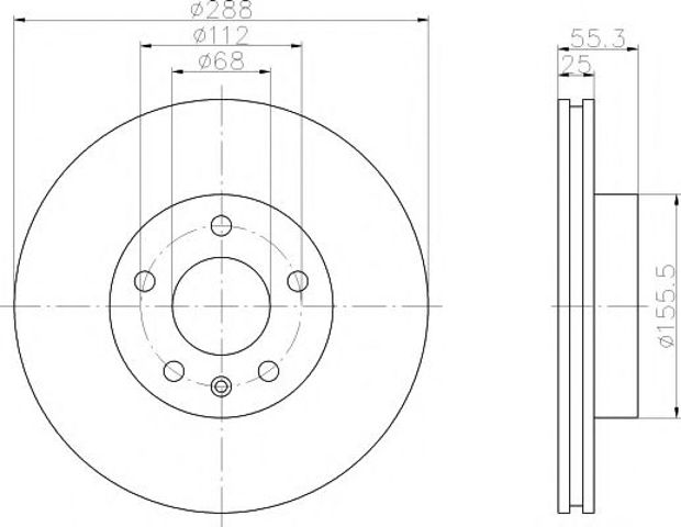 Диск тормозной передний 8DD355104481 HELLA