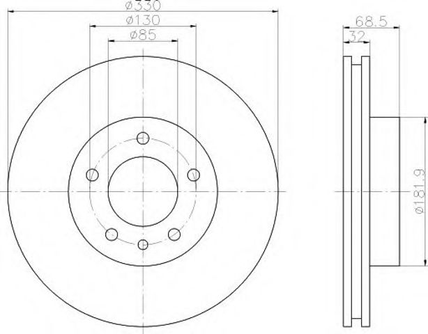 Диск тормозной передний 8DD355109721 HELLA
