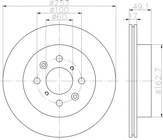 Тормоз дисковый передний 8DD355111591 HELLA