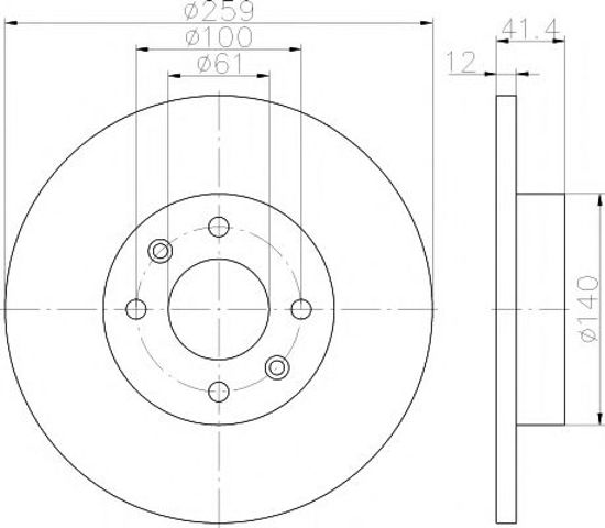 Тормоз дисковый передний 8DD355115271 HELLA