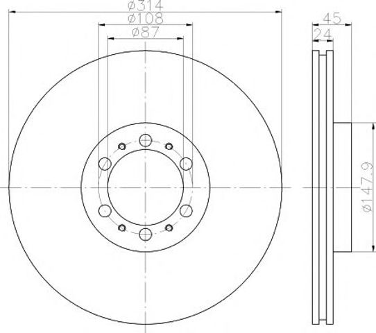 Диск тормозной передний 8DD355118741 HELLA