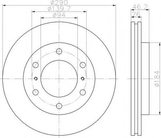 Передний тормозной диск 8DD355119071 HELLA