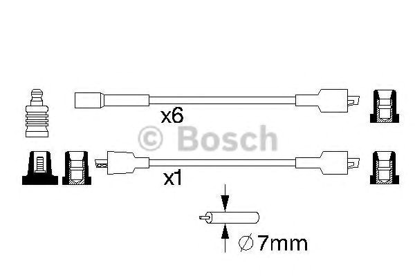 Bosch b011 дроти високого напруги (b90/70/60/60/40/30 y50) 7шт. opel omega a 3,0/senator 2,5/3,0 986357011