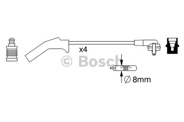 Bosch ,b257 дроти високого напруги 4шт. ford 1,3: fiesta, ka 96- mazda 1,3 -99 986357257