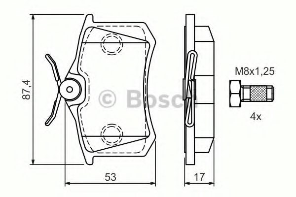 Задние дисковые колодки 986424751 BOSCH