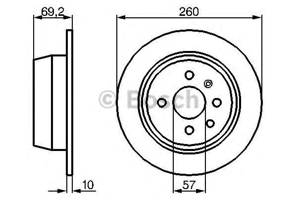 Bosch opel диск гальмівний задній astra 91- 260 10 8 986478086