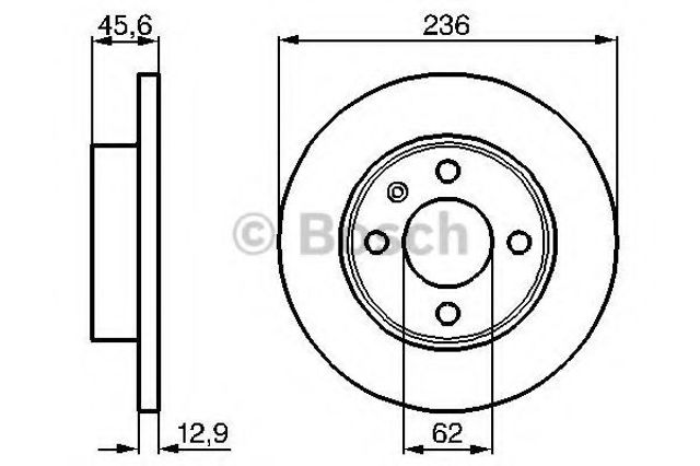 Bosch диск гальмівний передній  vw caddy 1.9d -00 986478859