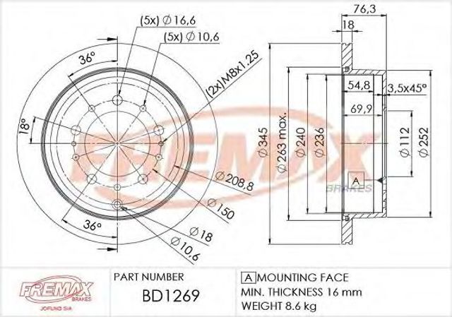 Тормозные диски BD1269 FREMAX