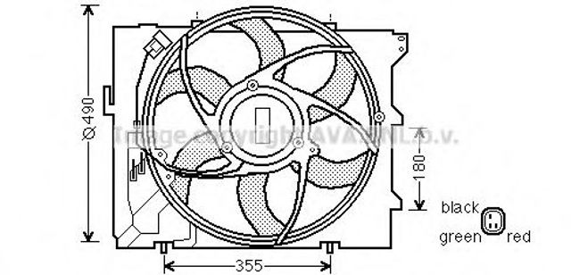 Диффузор радиатора охлаждения в сборе с мотором и крыльчаткой BW7523 AVA