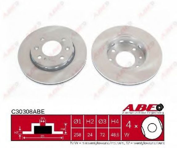 Диск тормозной передний C30308ABE ABE
