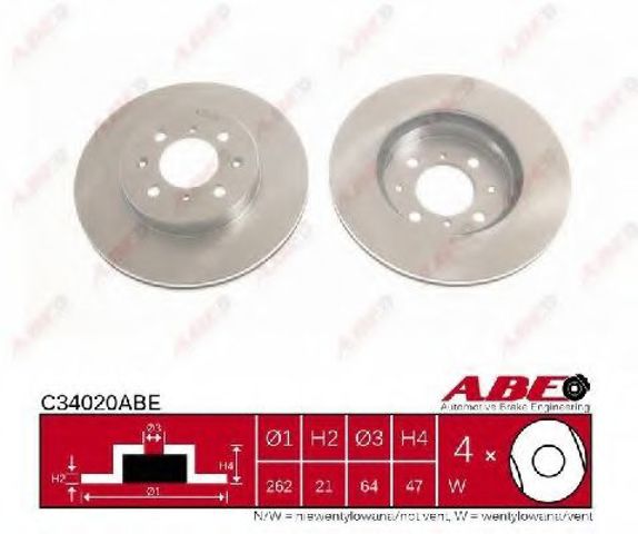 Диск тормозной передний C34020ABE ABE