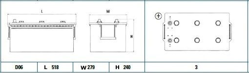 Акумулятор 225ah-12v exide start pro (518х279х240),полярність зворотна (3),en1200 EG2253