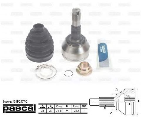 Шарнир привода наружный G1F057PC PASCAL