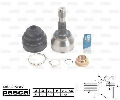 ШРУС наружный G1F058PC PASCAL