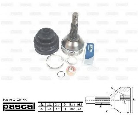 Шарнир равных угловых скоростей передний G1G047PC PASCAL