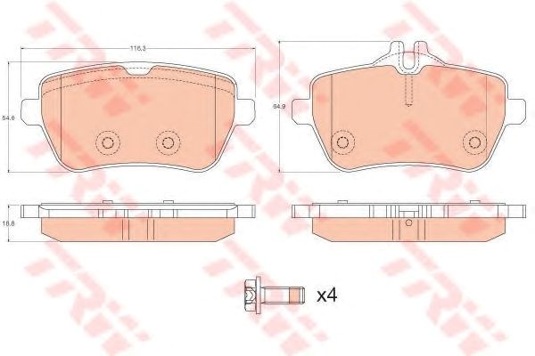Задние дисковые колодки GDB2014 TRW